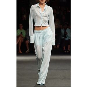 NWT ROTATE Birger Christensen Sequin Low Waist Pants Trousers Blue Sz 6